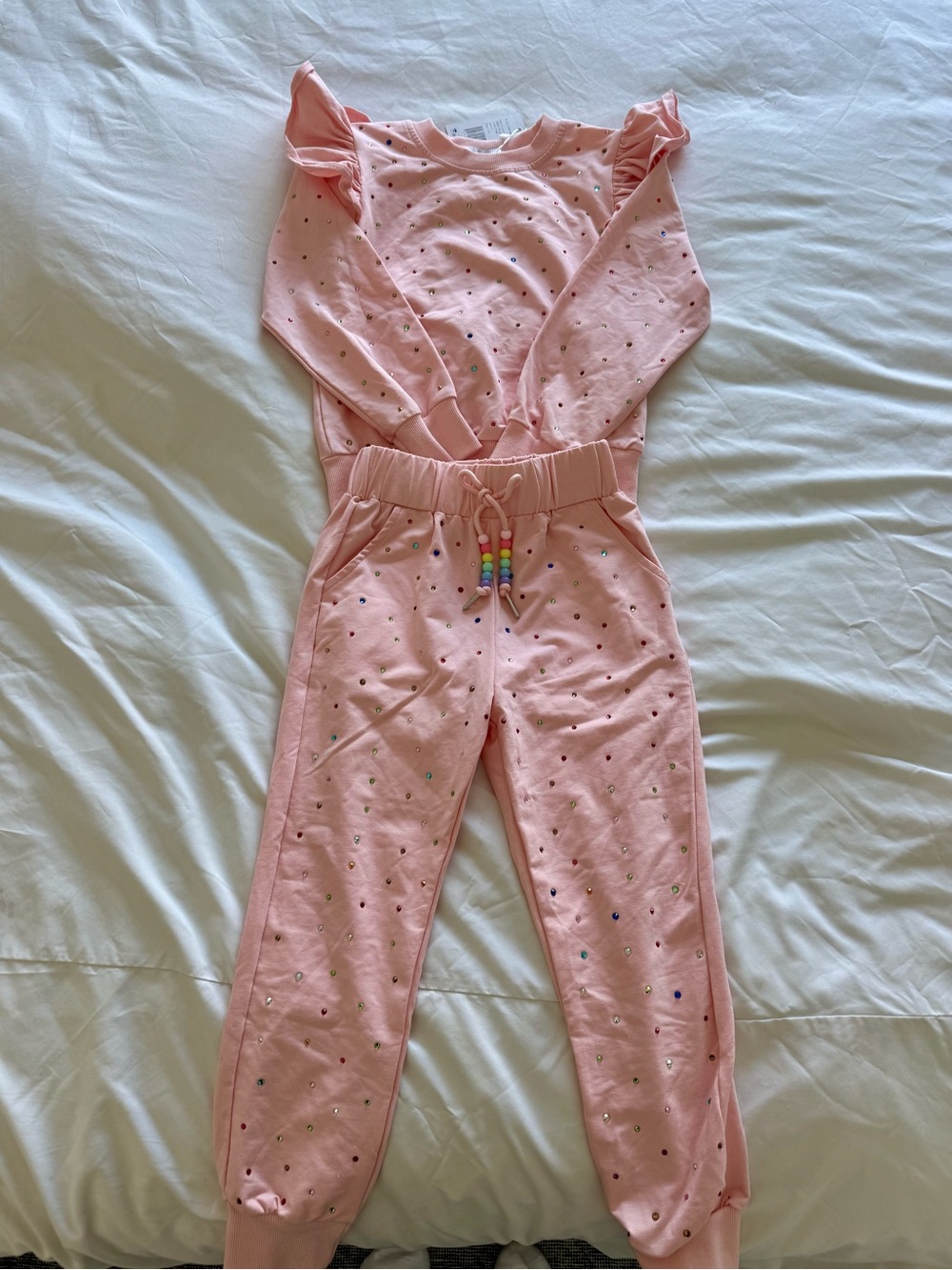 Lola + The Boys Pink Polka Dot Joggers with Bead Drawstring